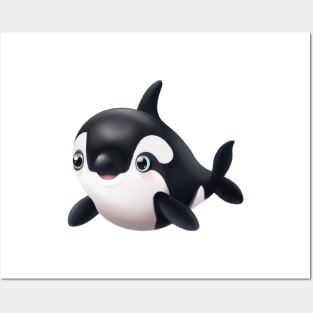 Cute Orca Drawing Posters and Art